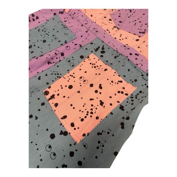 Lazy Oaf X Studio Arhoj Paint Splatters Pink Blue Purple Color block Denim Dress - Picture 2 of 13